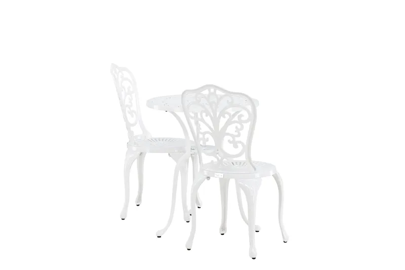 Nandin Matgrupp Utomhus + 2 Utestolar - Vit - Utemöbler - Utegrupp - Cafeset