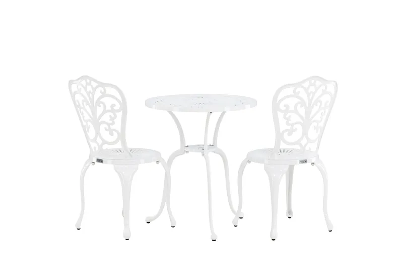 Nandin Matgrupp Utomhus + 2 Utestolar - Vit - Utemöbler - Utegrupp - Cafeset