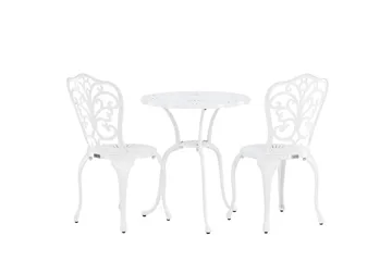 Nandin Matgrupp Utomhus + 2 Utestolar - Vit - Utemöbler - Utegrupp - Cafeset