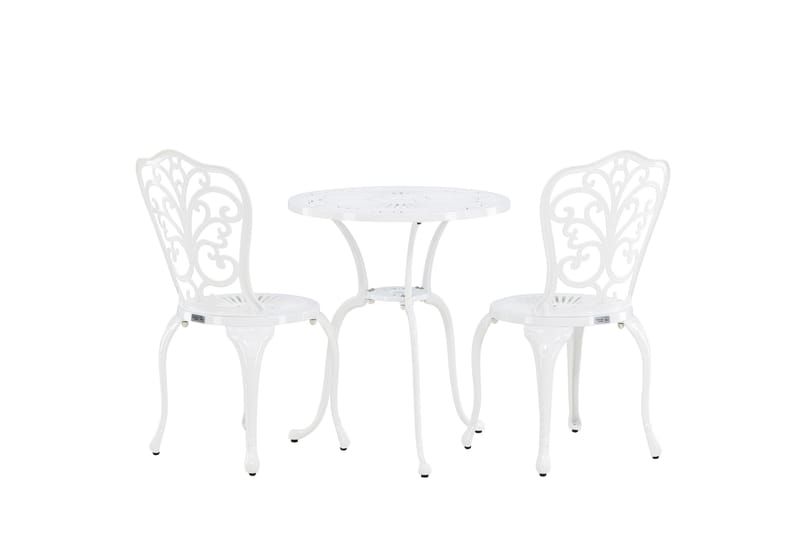 Nandin Matgrupp Utomhus + 2 Utestolar - Vit - Utemöbler - Utegrupp - Cafeset