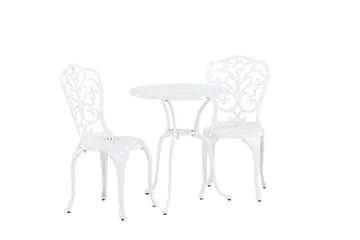 Nandin Matgrupp Utomhus + 2 Utestolar - Vit - Utemöbler - Utegrupp - Cafeset