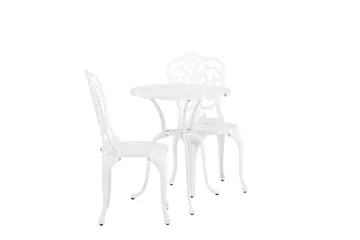 Nandin Matgrupp Utomhus + 2 Utestolar - Vit - Utemöbler - Utegrupp - Cafeset