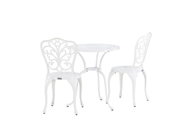 Nandin Matgrupp Utomhus + 2 Utestolar - Vit - Utemöbler - Utegrupp - Cafeset