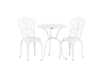 Nandin Matgrupp Utomhus + 2 Utestolar - Vit - Utemöbler - Utegrupp - Cafeset