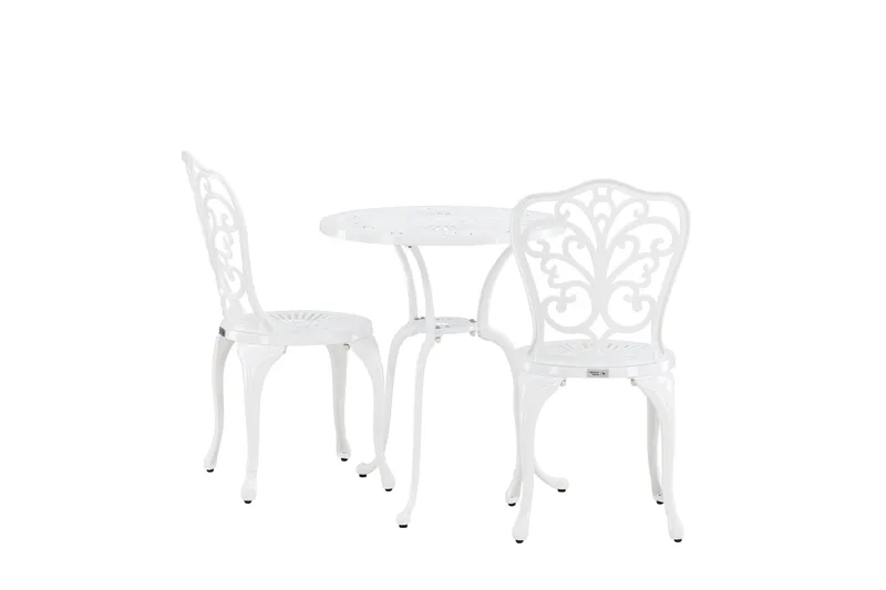 Nandin Matgrupp Utomhus + 2 Utestolar - Vit - Utemöbler - Utegrupp - Cafeset