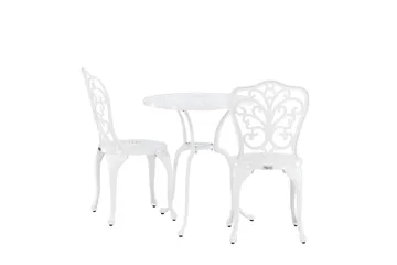 Nandin Matgrupp Utomhus + 2 Utestolar - Vit - Utemöbler - Utegrupp - Cafeset
