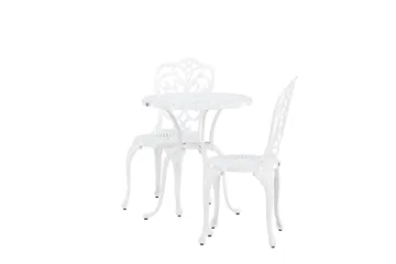 Nandin Matgrupp Utomhus + 2 Utestolar - Vit - Utemöbler - Utegrupp - Cafeset