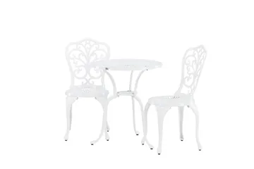 Nandin Matgrupp Utomhus + 2 Utestolar - Vit - Utemöbler - Utegrupp - Cafeset