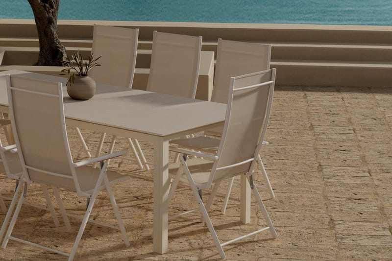 Rektangulärt matbord Levels 229 cm Utomhus med 8 Levanzo Karmstol - Utemöbler - Utegrupp - Matgrupp utomhus