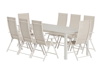 Rektangulärt matbord Levels 229 cm Utomhus med 8 Levanzo Karmstol - Utemöbler - Utegrupp - Matgrupp utomhus