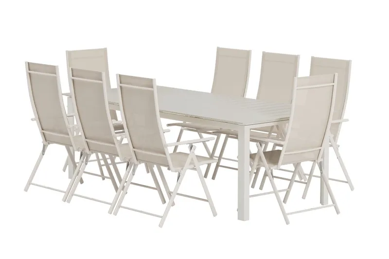 Rektangulärt matbord Levels 229 cm Utomhus med 8 Levanzo Karmstol - Utemöbler - Utegrupp - Matgrupp utomhus