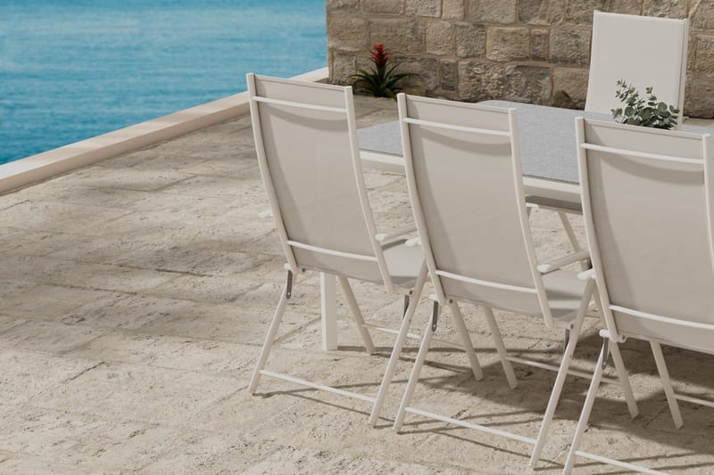 Rektangulärt Matbord Lino 220 cm Utomhus med 6 Levanzo Karmstol - Utemöbler - Utegrupp - Matgrupp utomhus