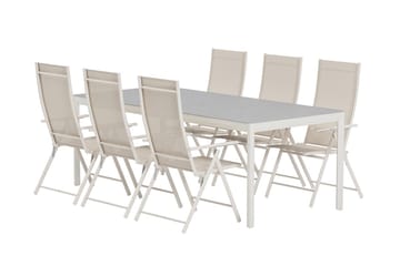 Rektangulärt Matbord Lino 220 cm Utomhus med 6 Levanzo Karmstol - Utemöbler - Utegrupp - Matgrupp utomhus