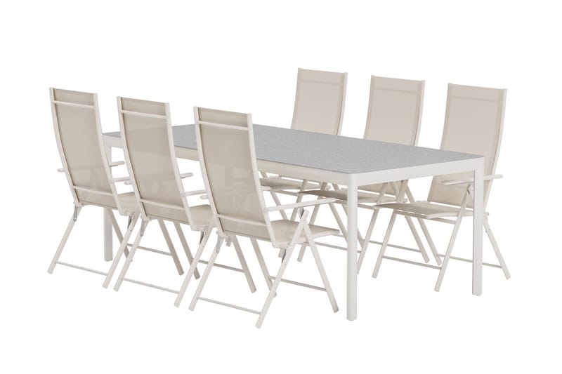 Rektangulärt Matbord Lino 220 cm Utomhus med 6 Levanzo Karmstol - Utemöbler - Utegrupp - Matgrupp utomhus