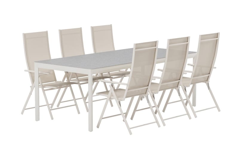 Rektangulärt Matbord Lino 220 cm Utomhus med 6 Levanzo Karmstol - Utemöbler - Utegrupp - Matgrupp utomhus