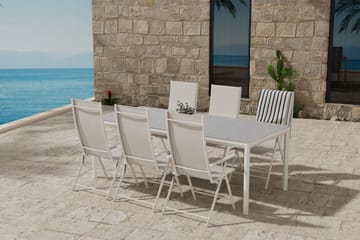 Rektangulärt Matbord Lino 220 cm Utomhus med 6 Levanzo Karmstol - Utemöbler - Utegrupp - Matgrupp utomhus