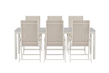 Rektangulärt Matbord Lino 220 cm Utomhus med 6 Levanzo Karmstol - Utemöbler - Utegrupp - Matgrupp utomhus