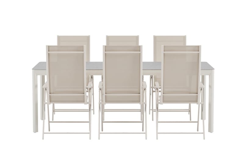 Rektangulärt Matbord Lino 220 cm Utomhus med 6 Levanzo Karmstol - Utemöbler - Utegrupp - Matgrupp utomhus