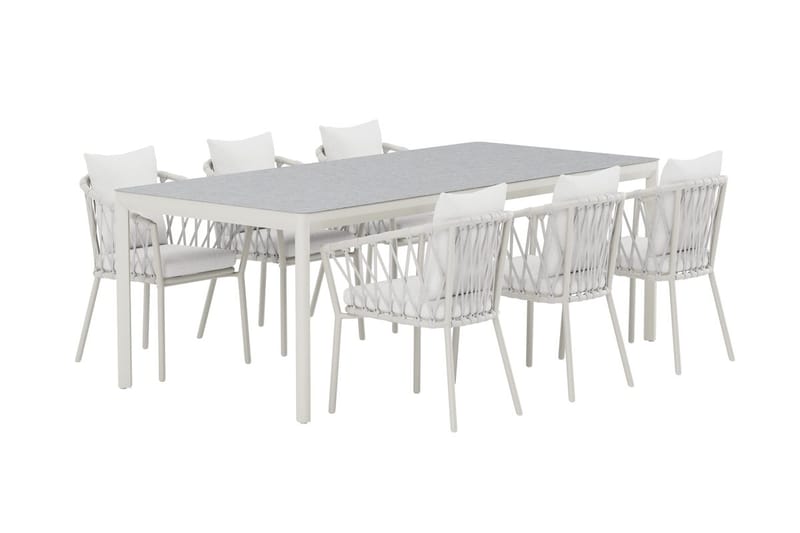 Rektangulärt Matbord Lino 220 cm Utomhus med 6 Matstol Linos - Utemöbler - Utegrupp - Matgrupp utomhus