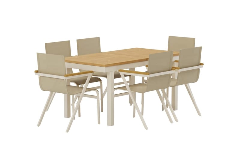 Rektangulärt matbord Panama 160 cm Utomhus med 6 Matstol Mexico - Utemöbler - Utegrupp - Matgrupp utomhus