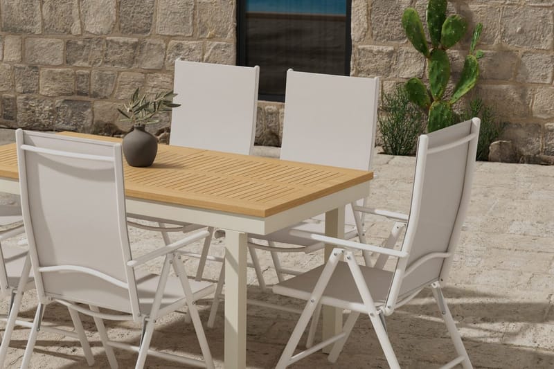 Rektangulärt matbord Panama 160 cm Utomhus med 6 Break Karmstol - Utemöbler - Utegrupp - Matgrupp utomhus