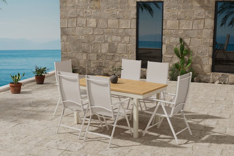 Rektangulärt matbord Panama 160 cm Utomhus med 6 Break Karmstol
