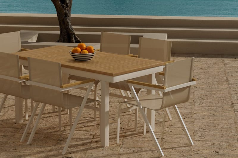 Rektangulärt matbord Panama 160 cm Utomhus med 6 Matstol Mexico - Utemöbler - Utegrupp - Matgrupp utomhus