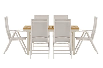 Rektangulärt matbord Panama 160 cm Utomhus med 6 Break Karmstol - Utemöbler - Utegrupp - Matgrupp utomhus