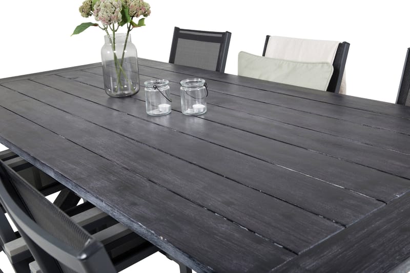 Rives Matgrupp Utomhus 200cm + 6 Parma Karmstolar - Svart - Utemöbler - Utegrupp - Matgrupp utomhus