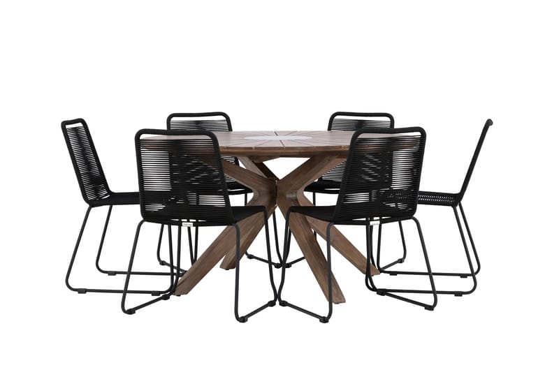 Rosario Matgrupp Utomhus + 6 Utestolar - Brun - Utemöbler - Utegrupp - Matgrupp utomhus