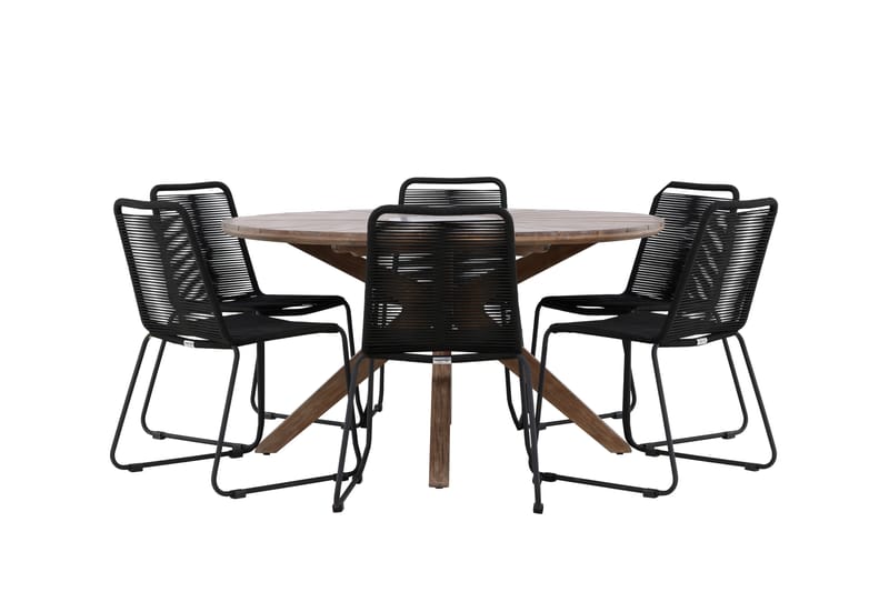 Rosario Matgrupp Utomhus + 6 Utestolar - Brun - Utemöbler - Utegrupp - Matgrupp utomhus