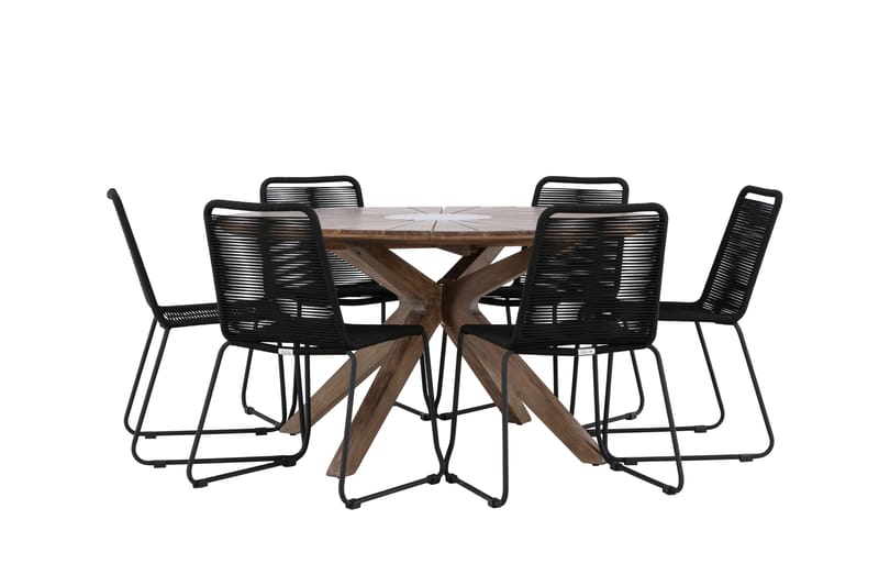 Rosario Matgrupp Utomhus + 6 Utestolar - Brun - Utemöbler - Utegrupp - Matgrupp utomhus
