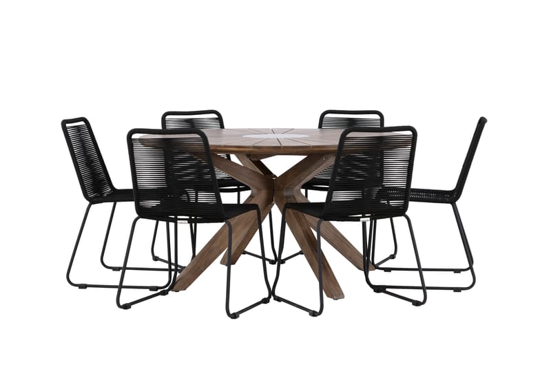 Rosario Matgrupp Utomhus + 6 Utestolar - Brun - Utemöbler - Utegrupp - Matgrupp utomhus