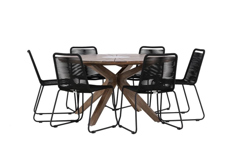 Rosario Matgrupp Utomhus + 6 Utestolar - Brun - Utemöbler - Utegrupp - Matgrupp utomhus