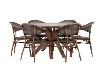 Rosario Matgrupp Utomhus 140 cm Rund med 6 Vila Real Utestolar - Utemöbler - Utegrupp - Matgrupp utomhus
