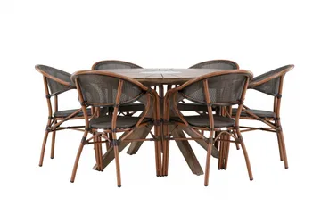 Rosario Matgrupp Utomhus 140 cm Rund med 6 Vila Real Utestolar - Utemöbler - Utegrupp - Matgrupp utomhus