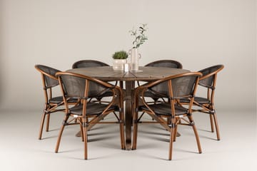 Rosario Matgrupp Utomhus 140 cm Rund med 6 Vila Real Utestolar - Utemöbler - Utegrupp - Matgrupp utomhus