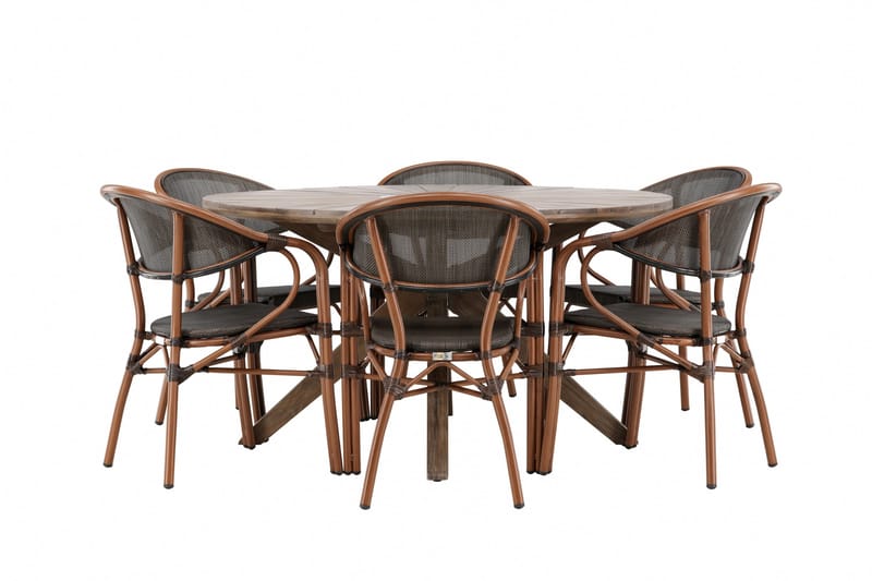 Rosario Matgrupp Utomhus 140 cm Rund med 6 Vila Real Utestolar - Utemöbler - Utegrupp - Matgrupp utomhus