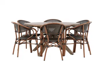 Rosario Matgrupp Utomhus 140 cm Rund med 6 Vila Real Utestolar - Utemöbler - Utegrupp - Matgrupp utomhus