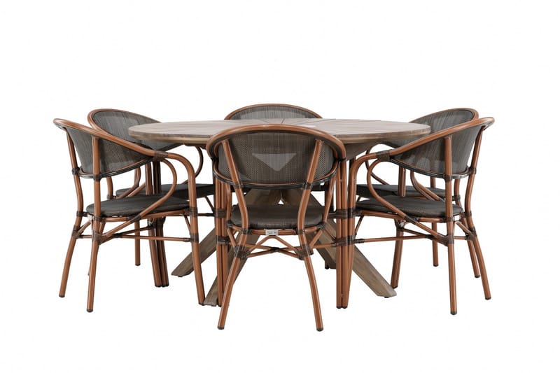 Rosario Matgrupp Utomhus 140 cm Rund med 6 Vila Real Utestolar - Utemöbler - Utegrupp - Matgrupp utomhus