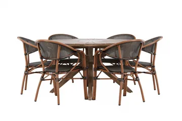 Rosario Matgrupp Utomhus 140 cm Rund med 6 Vila Real Utestolar - Utemöbler - Utegrupp - Matgrupp utomhus