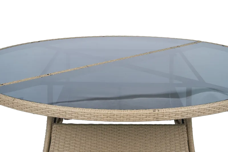 Rund matgrupp 8 stolar i beige – Tylösand - Utemöbler - Utegrupp - Matgrupp utomhus