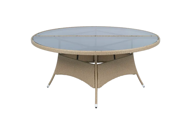 Rund matgrupp 8 stolar i beige – Tylösand - Utemöbler - Utegrupp - Matgrupp utomhus