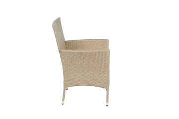 Rund matgrupp | Bord Ø100 cm & 4 stolar med dynor | Tylösand – Beige - Utemöbler - Utegrupp - Matgrupp utomhus