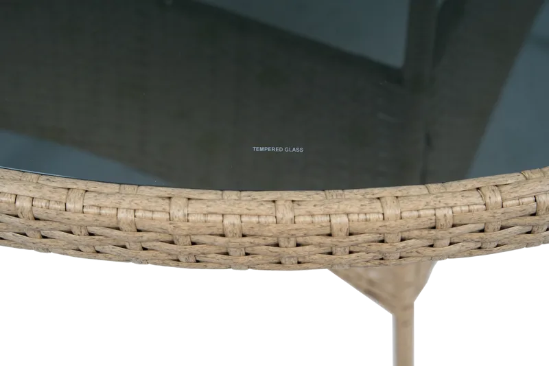 Rund matgrupp | Bord Ø100 cm & 4 stolar med dynor | Tylösand – Beige - Utemöbler - Utegrupp - Matgrupp utomhus