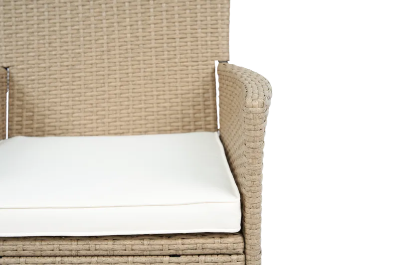 Rund matgrupp | Bord Ø100 cm & 4 stolar med dynor | Tylösand – Beige - Utemöbler - Utegrupp - Matgrupp utomhus