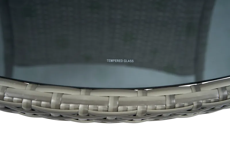 Rund matgrupp | Bord Ø100 cm & 4 stolar med dynor | Tylösand – Grå - Utemöbler - Utegrupp - Matgrupp utomhus