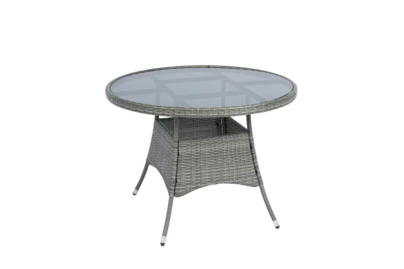 Rund matgrupp | Bord Ø100 cm & 4 stolar med dynor | Tylösand – Grå - Utemöbler - Utegrupp - Matgrupp utomhus