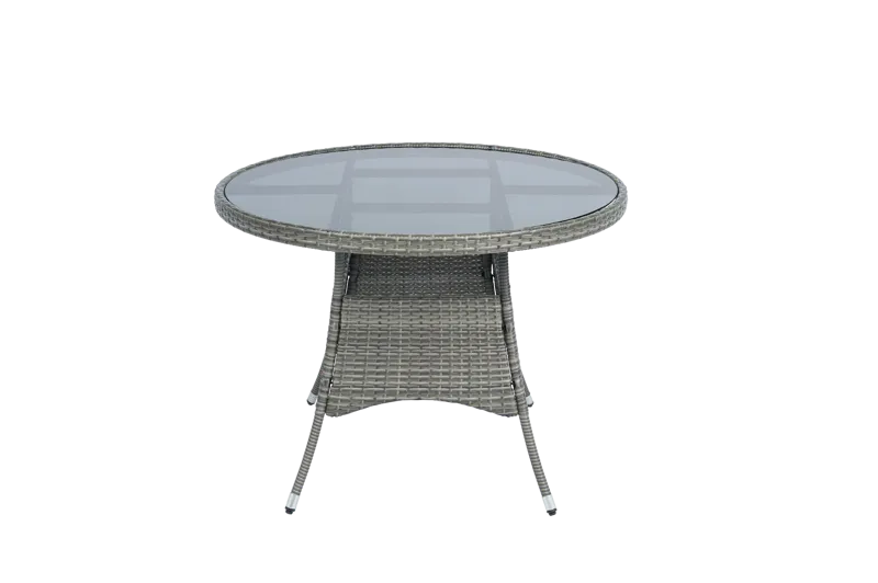 Rund matgrupp | Bord Ø100 cm & 4 stolar med dynor | Tylösand – Grå - Utemöbler - Utegrupp - Matgrupp utomhus