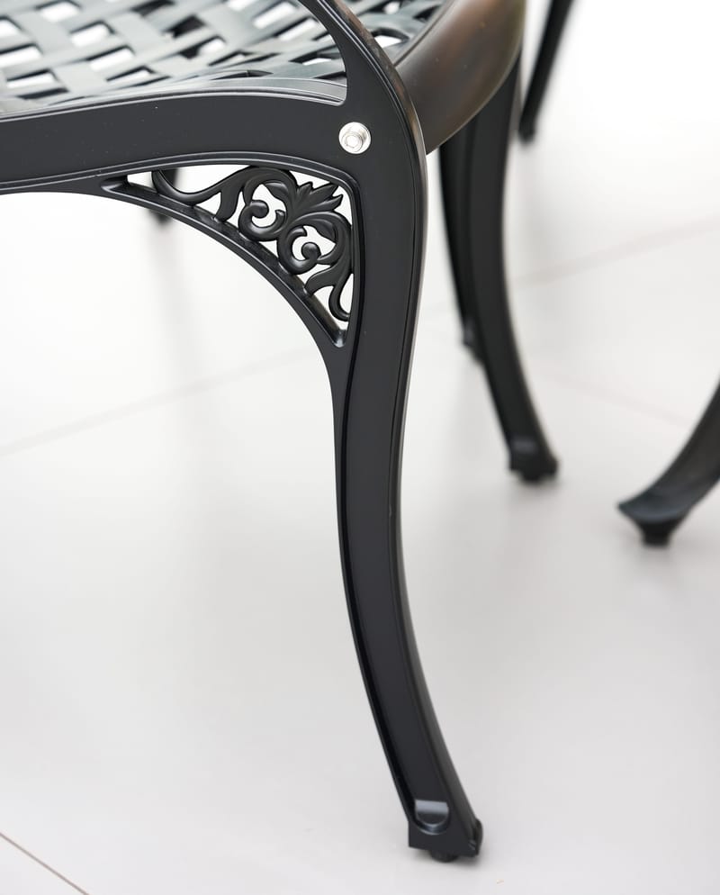 Rund matgrupp i aluminium för utomhusbruk | Ø130 cm | 6 stolar | Svart - Utemöbler - Utegrupp - Matgrupp utomhus